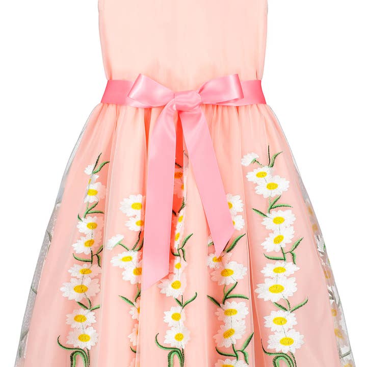 Robe de soirée Daisy Pink en tulle brodé pour fille pour la vente par Holly Hastie London