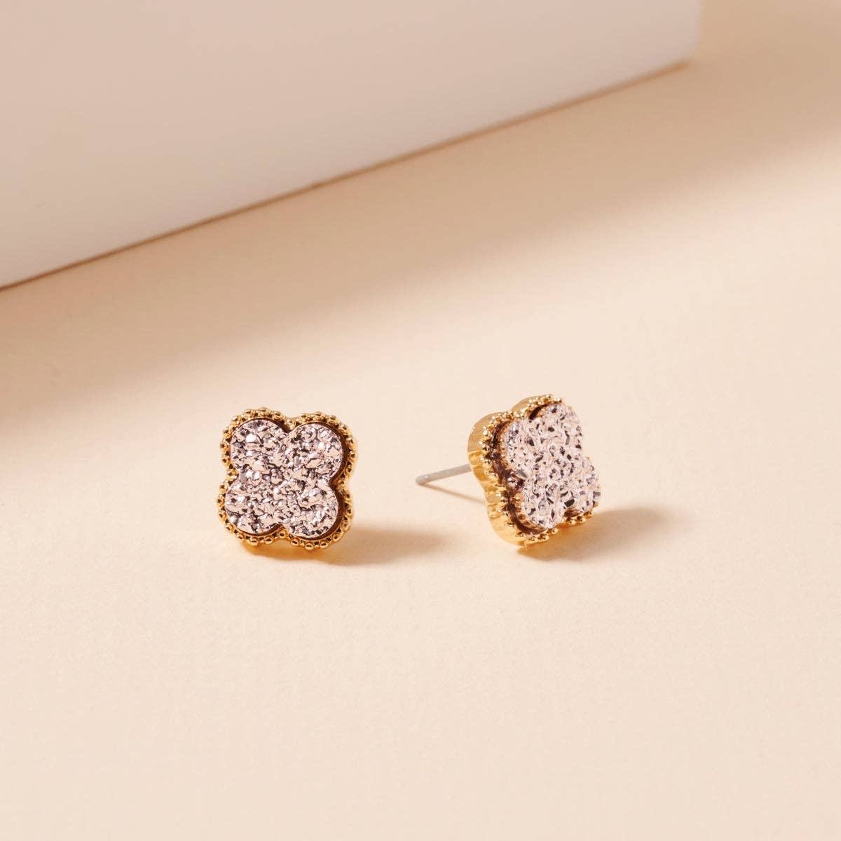 Frem - Wholesale Stud/Post Earrings - Mini Druzy Flower Stud Earrings35