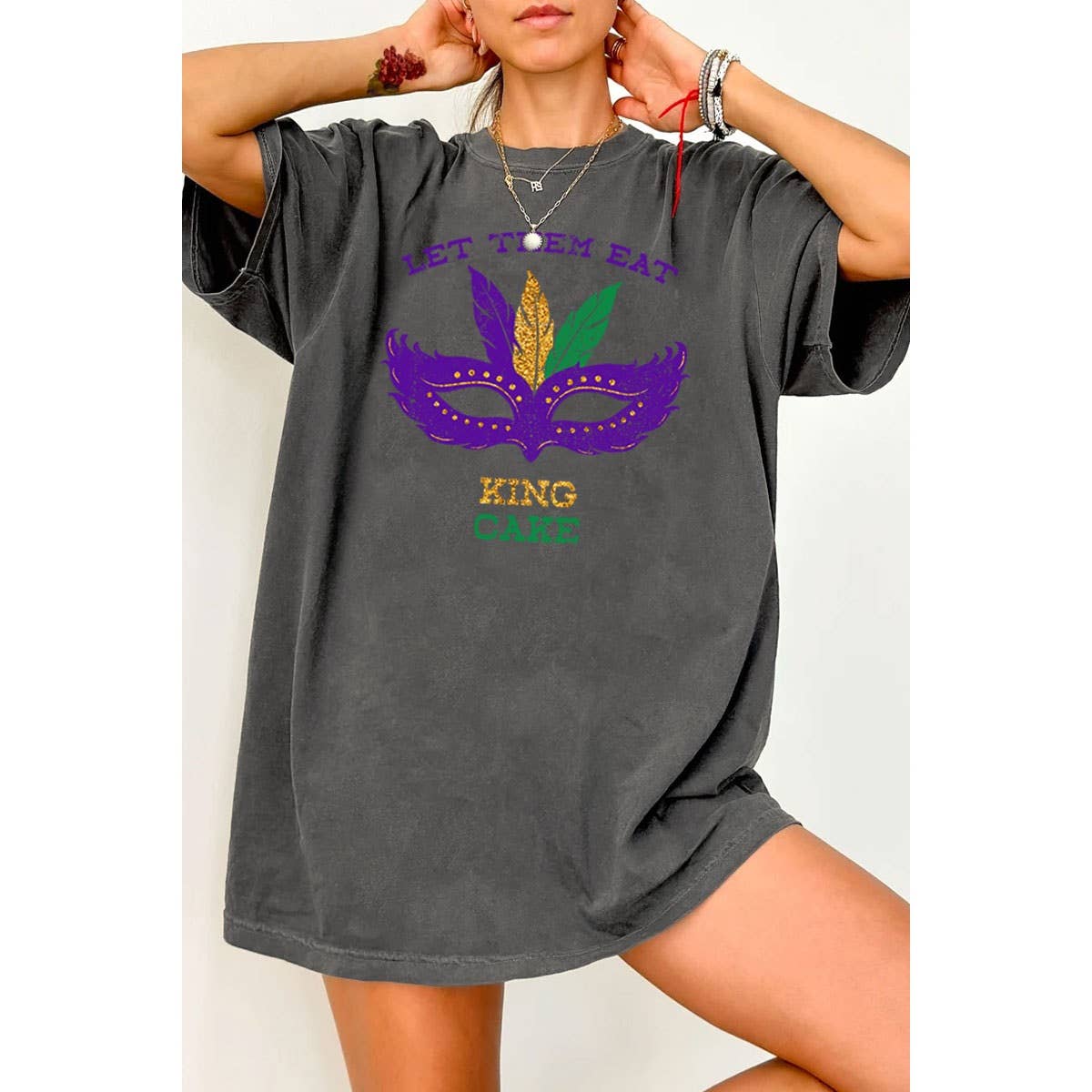 HRTandLUV – Engroshandel Grafisk t-shirt - Dame – LAD DEM SPISE GLIMMER OVERSIZED MINERAL GRAPHIC TEE2