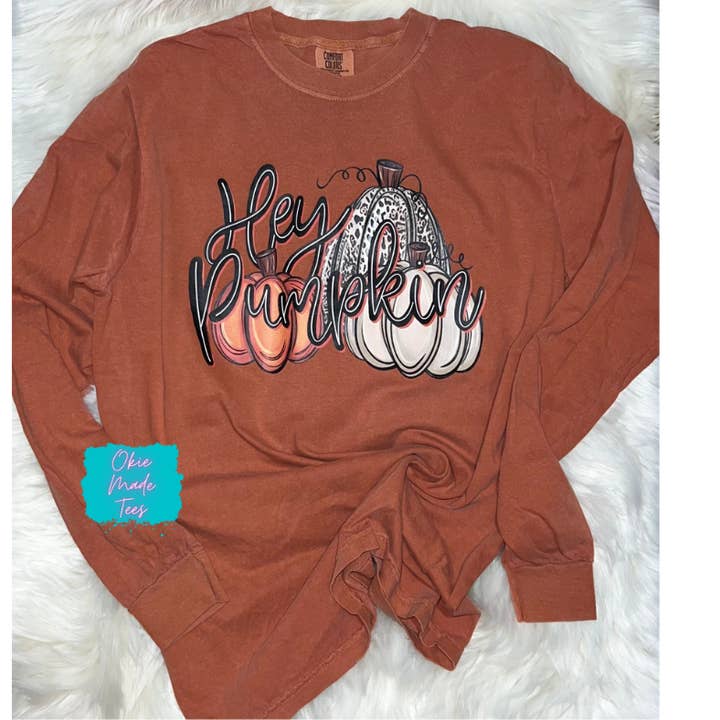 Maglia a maniche lunghe Hey Pumpkin per la vendita all'ingrosso da parte di Okie Made Tees
