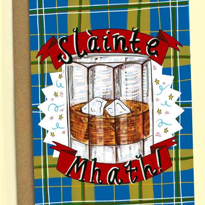 Claire Barclay Draws - Wholesale Everyday Greeting Card - Slainte Mhath! (Cheers! in Gaelic) A6 Card