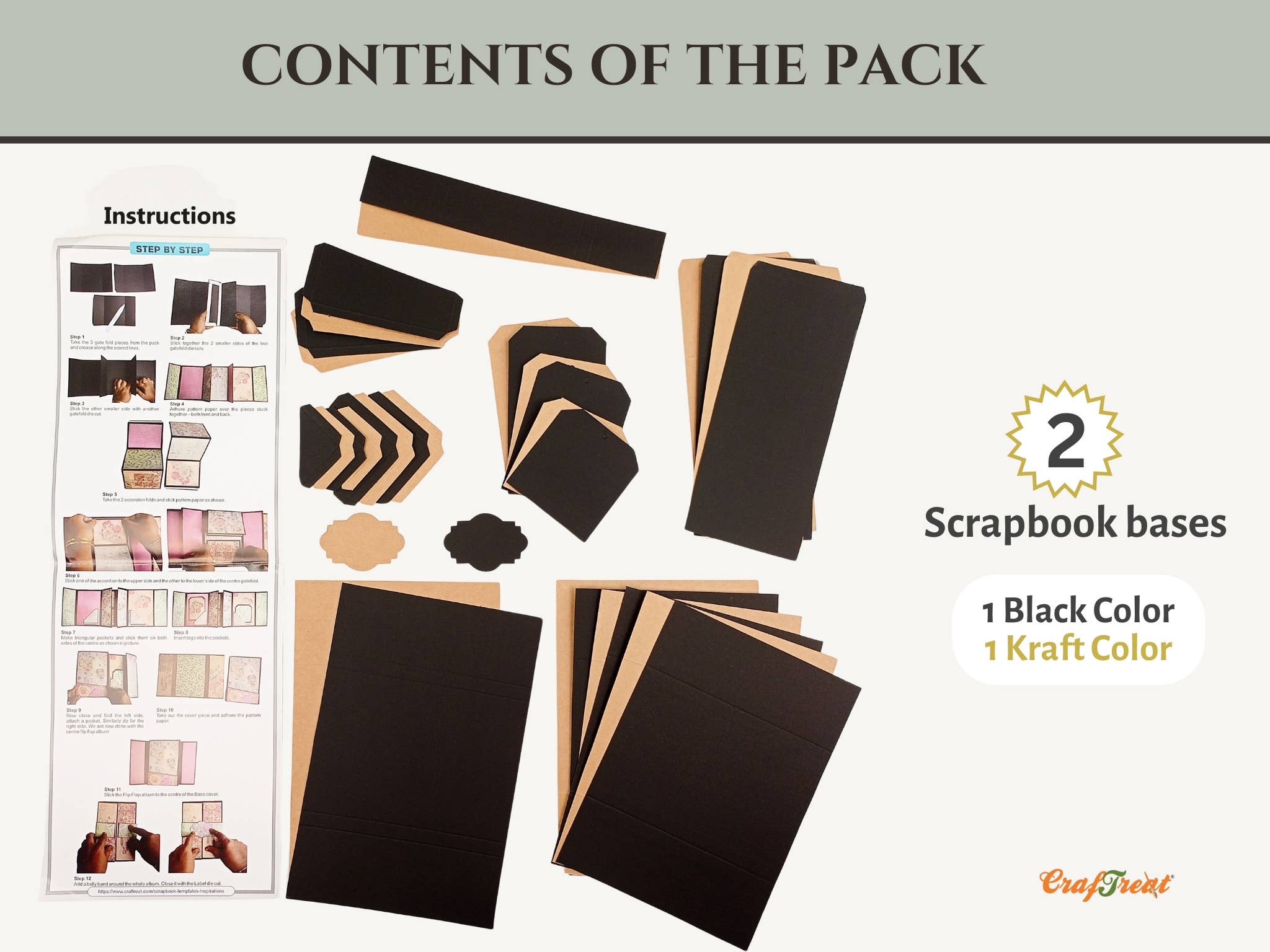 CrafTreat - Wholesale Scrapbook - CrafTreat FlipFlap Folio  DIY Scrapbook Blanks-Black & Kraft2