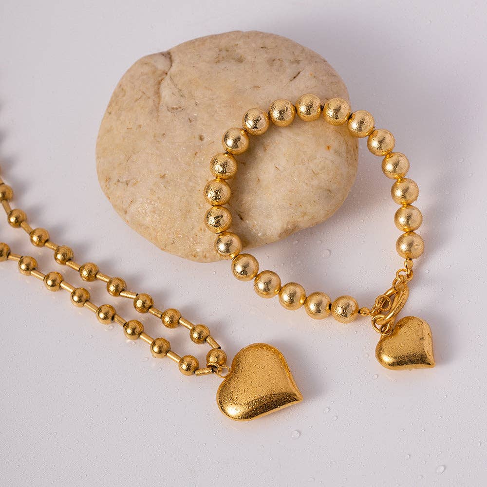 Dipped Shop - Wholesale Pendant/Charm Necklace - Cubic Love Pendant Bead Chain Necklace DPJN09064