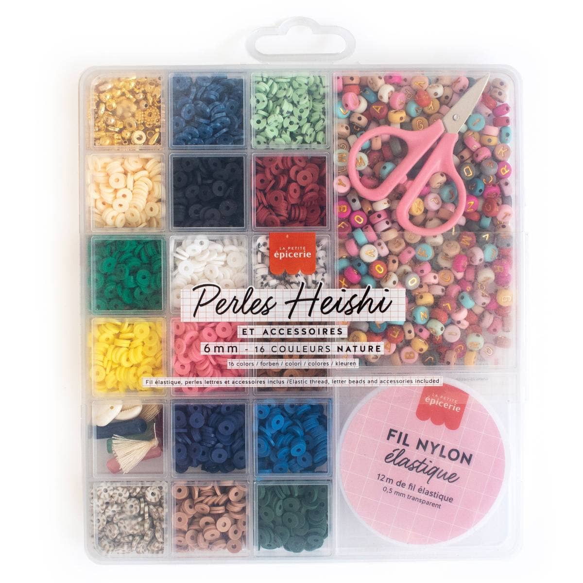 La Petite Épicerie - Wholesale Beads - Box of 16 colors of 6 mm heishi beads - Nature0