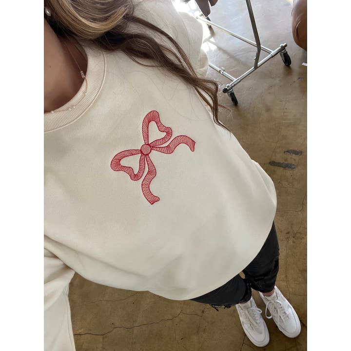 City Crews Apparel - Wholesale Sweatshirt - Women's - Bow Embroidered Sweatshirt
