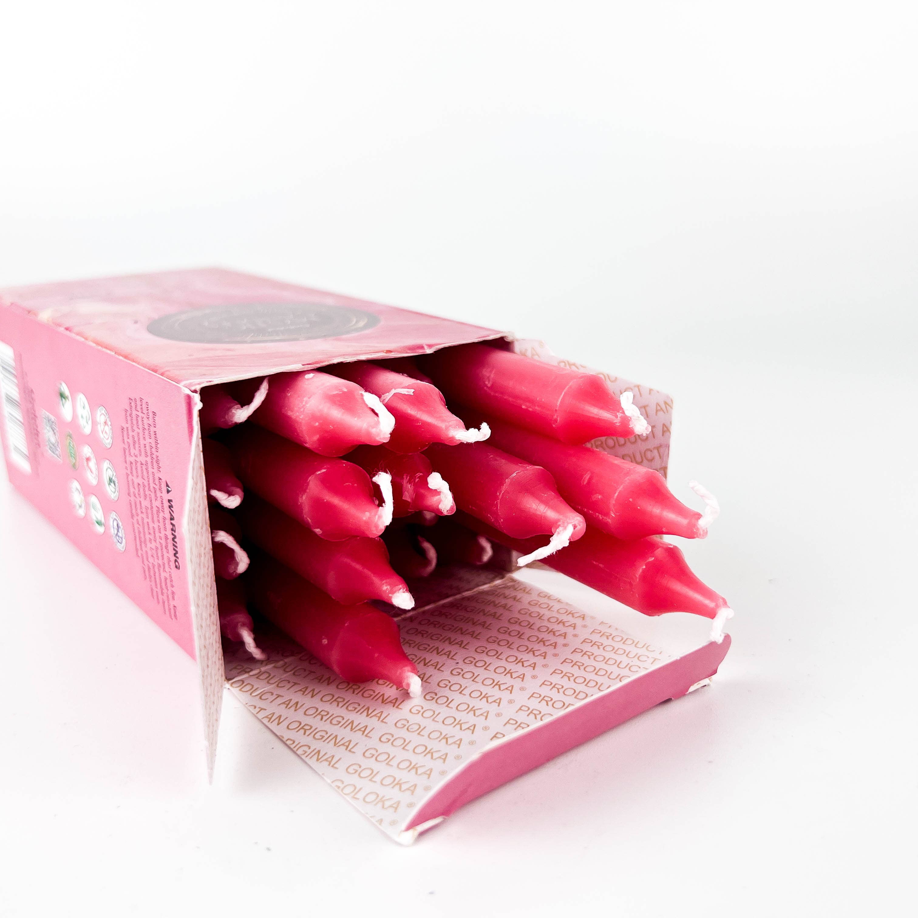 GREENROOTS USA LLC - Wholesale Tapered Candle/Candlestick - Goloka Pink Mini Ritual Candle (Pack Of 20) - 0.5"X5"5