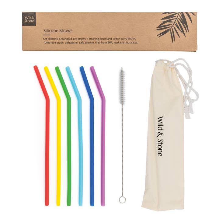 Silicone Drinking Straws - Reusable, BPA Free & Vegan for wholesale by Wild and Stone