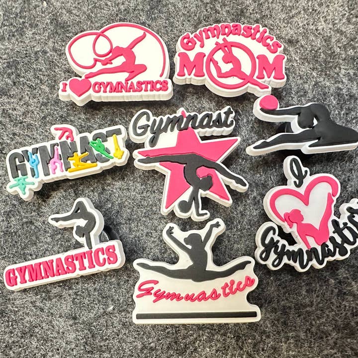 JuliesDecal - Wholesale Shoe Accessories - I Love Gymnastics theme gymnast shoe charms