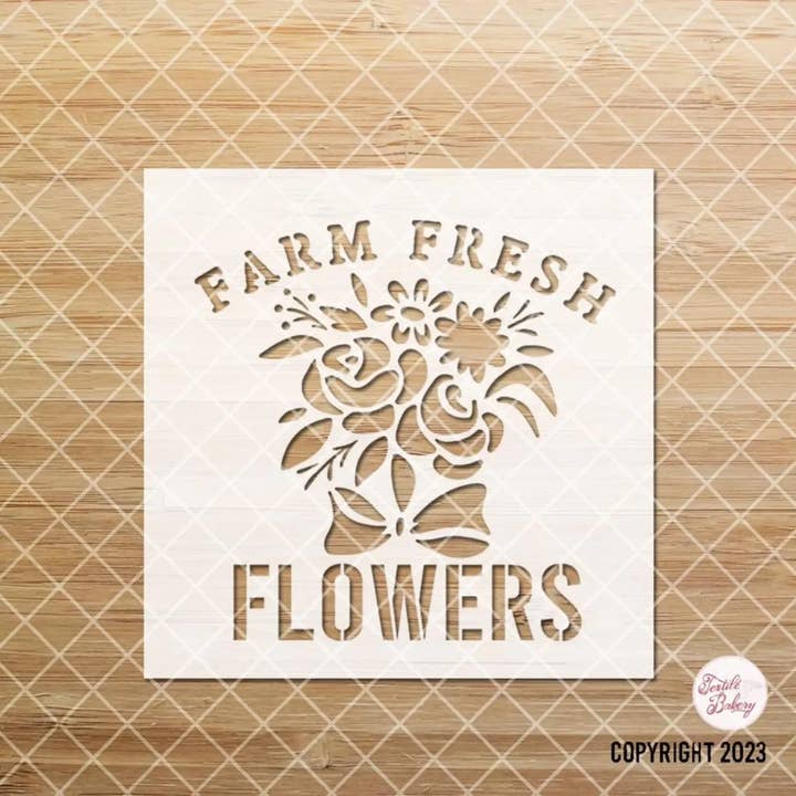 Textile Bakery LLC - Wholesale Stencil/Craft Die - Farm Fresh Flowers Stencil, Floral Art Craft Stencil - SF13