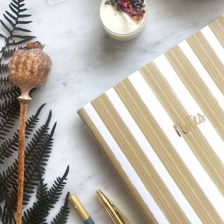 PAPERCROWN NI - Wholesale Notebook - Striped Notebook with Gold Foil and Recycled Pages3