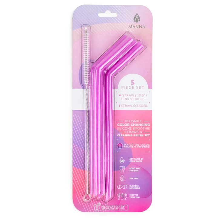 Core Home - Wholesale Drinking Straw - MANNA 5pc Bent Smoothie Straw and Cleaner Set
