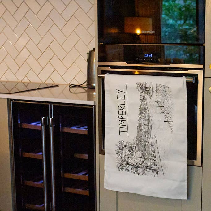 Timperley (Manchester) Skyline Tea Towel for wholesale by Christopher Walster