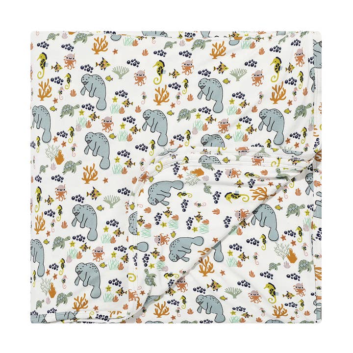 Manatee Bambus Baby Tæppe Baby Gave Swaddle Tæppe for engroshandel hos Emerson and Friends