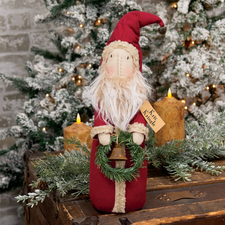 The Hearthside Collection - Wholesale Decorative Tabletop Object - Stuffed Standing Primitive Kris w/Wreath - 16"H1