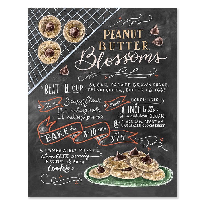 Lily & Val - Wholesale Art Print - Peanut Butter Blossoms Recipe - Print