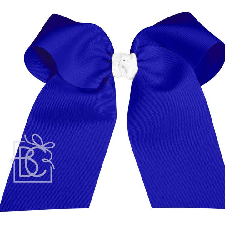 Cheer Bow on Pony-O (azul eléctrico y blanco) para venta al por mayor de Beyond Creations, LLC