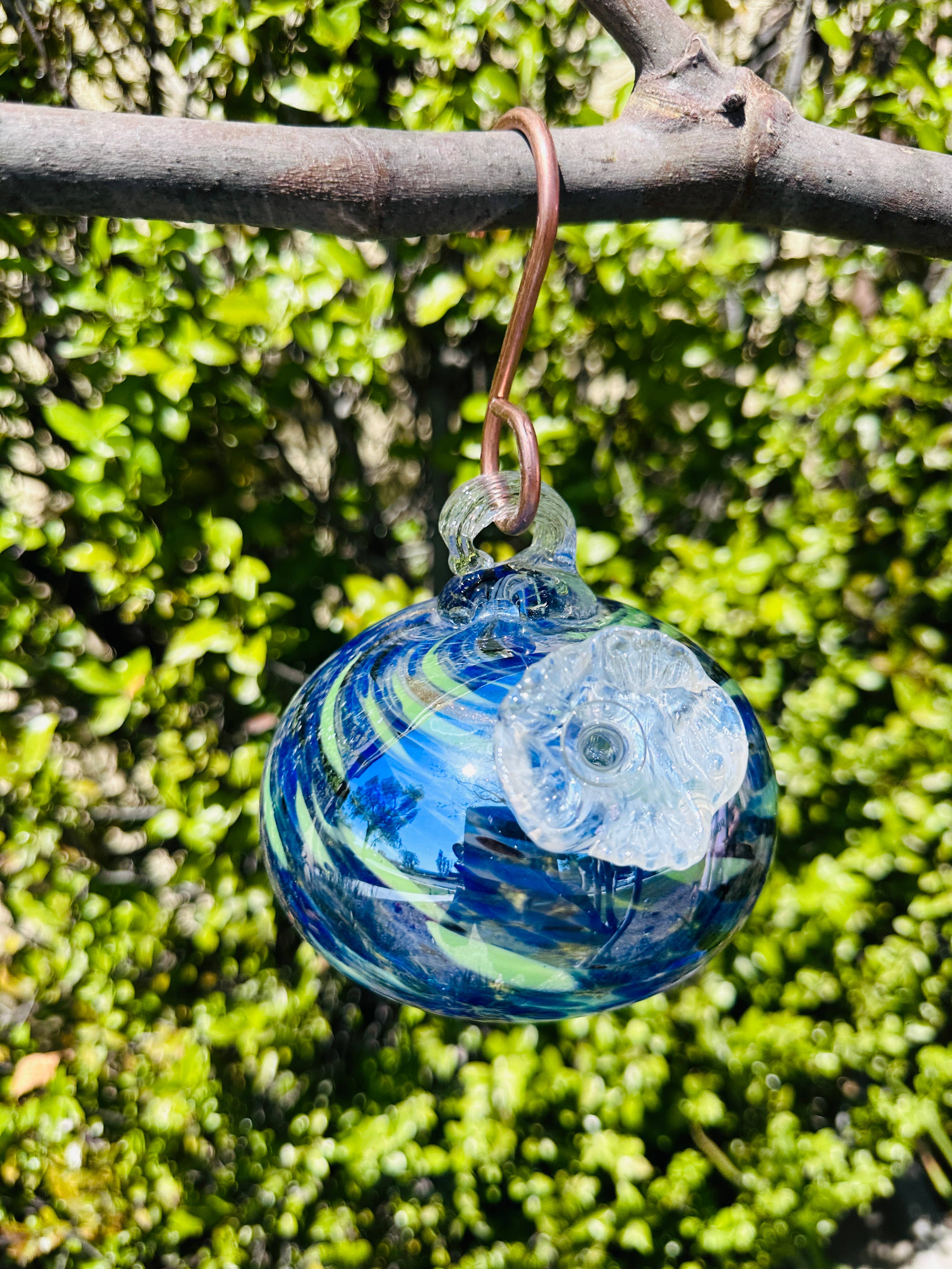 ApricotMint - Wholesale Bird Feeder - Handblown Art Glass Humming Bird Feeder Small15