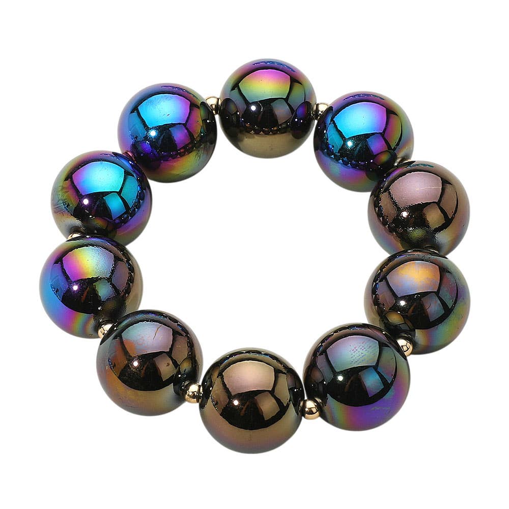 Sensibling Corp. - Wholesale Beaded Bracelet - Chunky Iridescent Ball Beaded Bracelet8