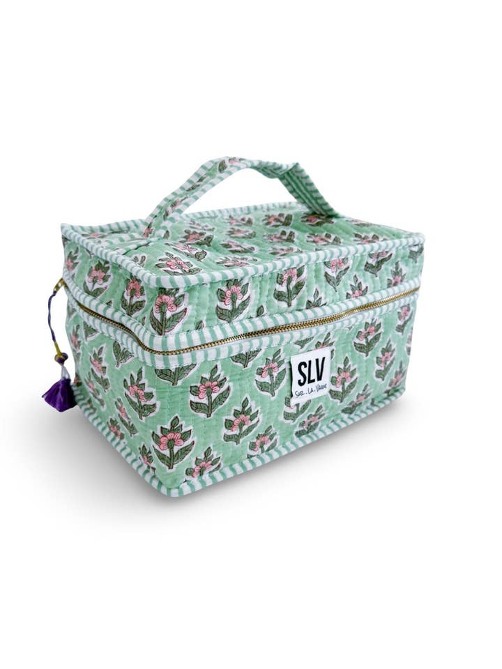 Sage Flat Lay Makeup Bag for wholesale by Sur La Vague