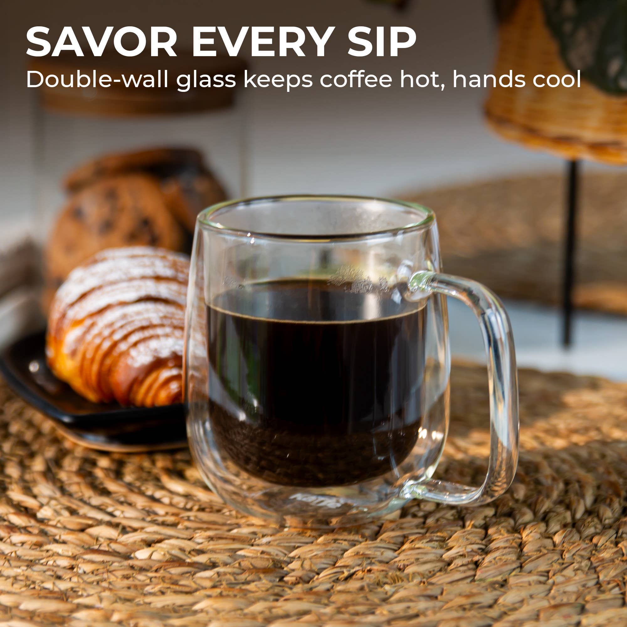 Kaffe - Wholesale Coffee Mug - Kaffe 10oz Glass Coffee Mugs. Double-Wall Borosilicate Glass4