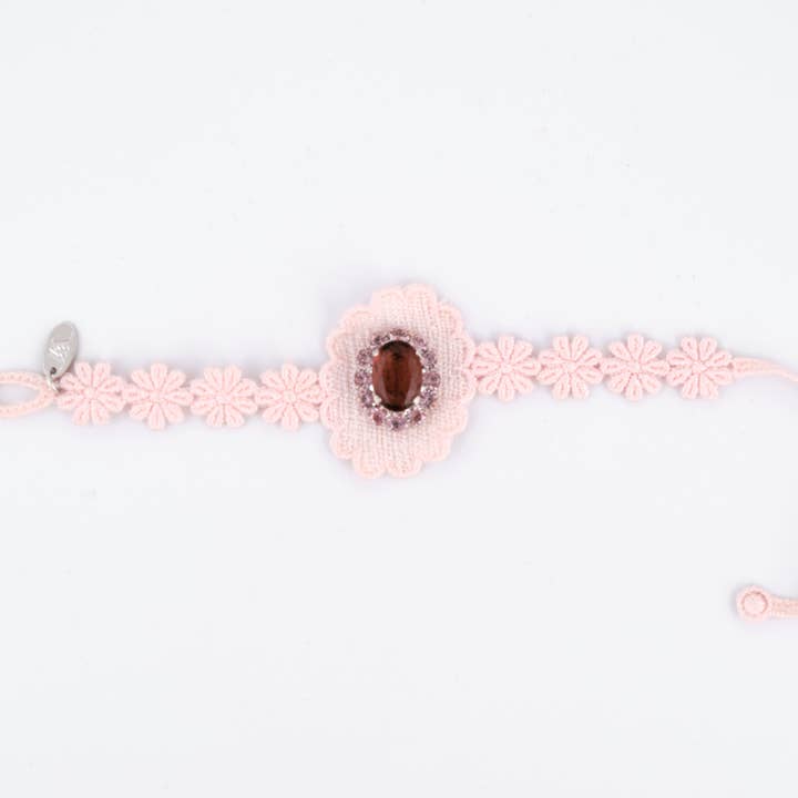 Pink Macrame Bracelet with Amethyst Crystal Decoration for wholesale by Jewels' Joy