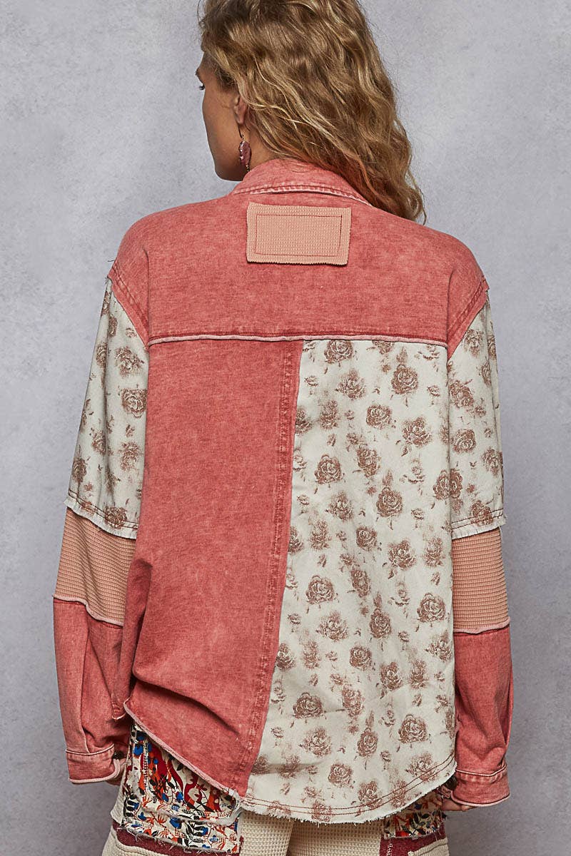 Pol Clothing - Wholesale Jacket - Women's - Long Sleeve French Terry Contrast Animal or Floral Jacket15