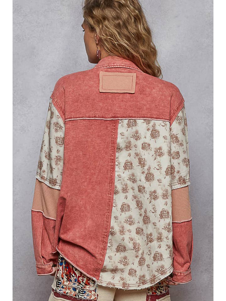 Pol Clothing - Wholesale Jacket - Women's - Long Sleeve French Terry Contrast Animal or Floral Jacket15