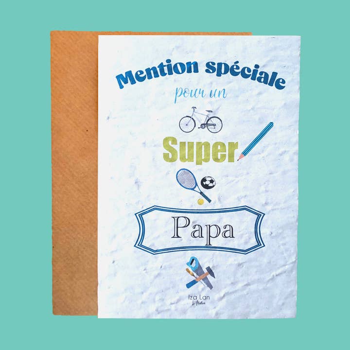 Tarjeta plantable doble Super Papá para venta al por mayor de Iza lan Atelier