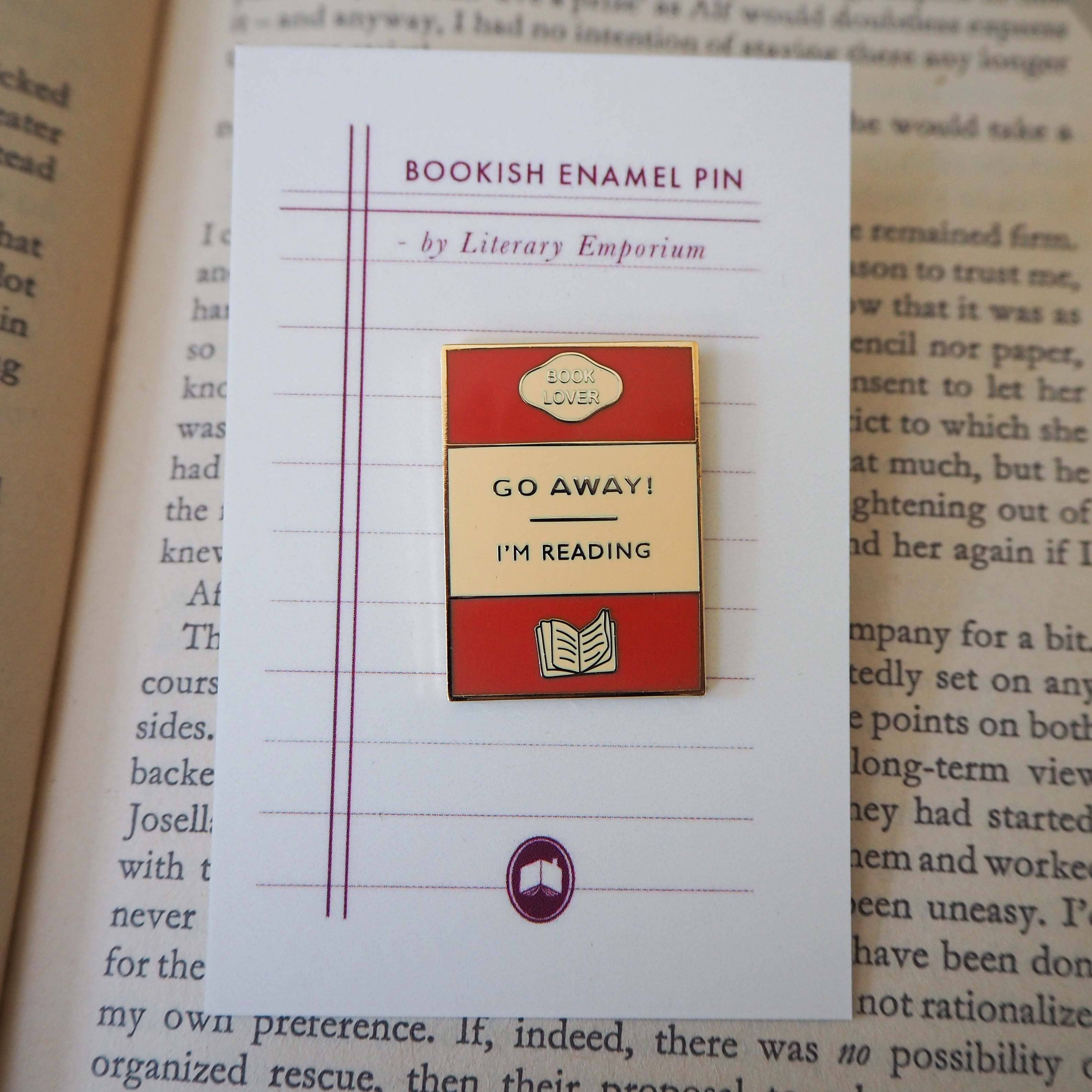 LiteraryEmporium - Wholesale Lapel Pin/Button - 'Go Away I'm Reading' Book Lover Enamel Pin Badge3