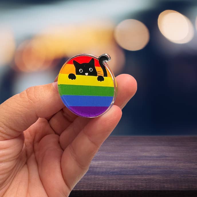 Acrylic Cat Pin for wholesale by RainBee Designs, LLC