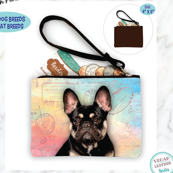 Frenchie Tri Color Coin Purse • Floor Display Optional for wholesale by pawies