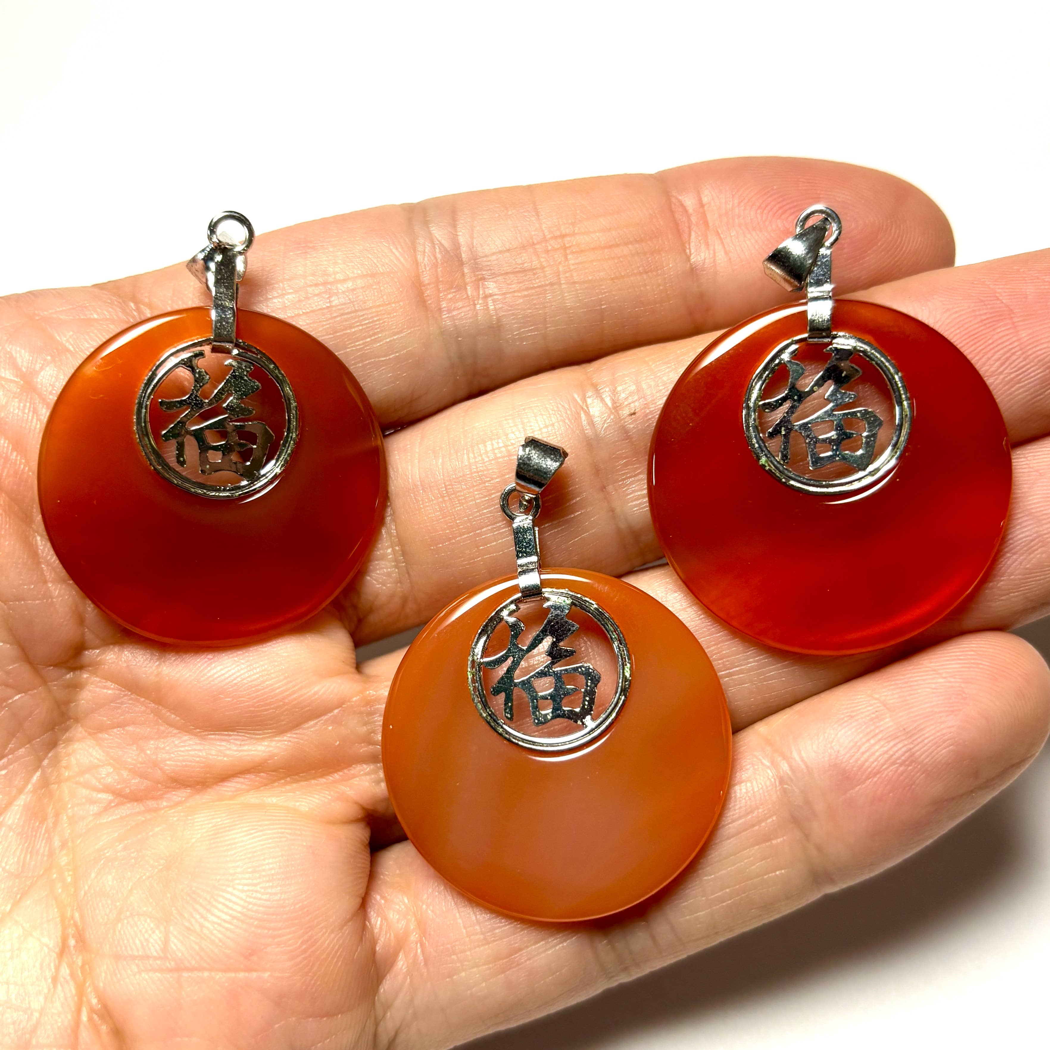 Whitestone Jewelry Co. - Wholesale Individual Charm/Pendant - Vintage 1970s Mandarin Chinese Good Luck Carnelian Pendant2