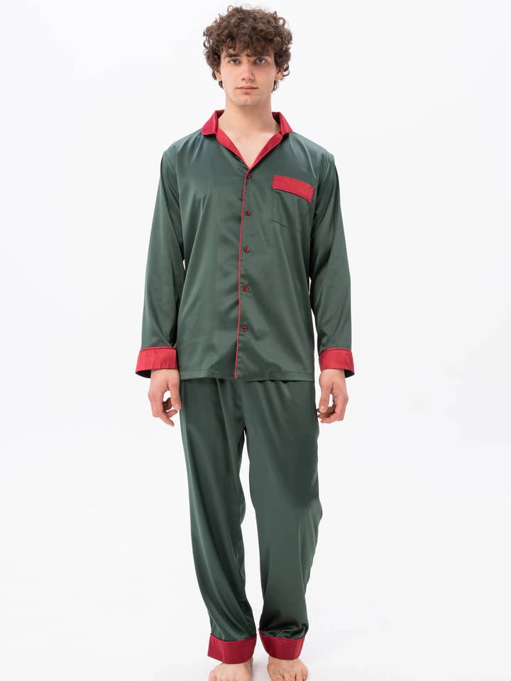 IDENTITY LINGERIE – Pijamas - Homem por atacado – Pijama de Seda Masculino para Homem Pijama PJama de Cetim Pijama de Pijama Masculino PJama Masculino1