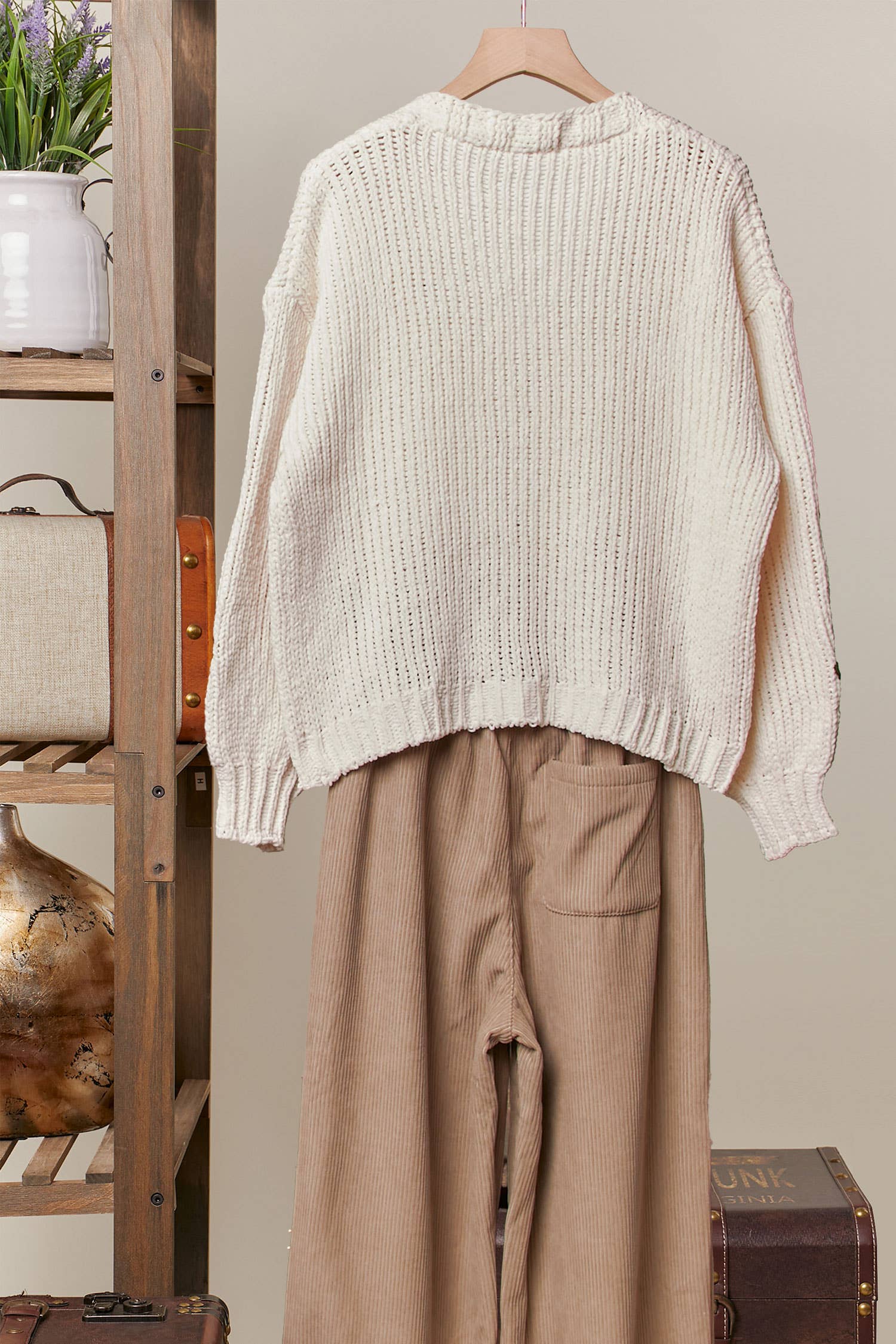 Ivory Sunflower Embroidered V Neck Cardigan for wholesale on Faire1