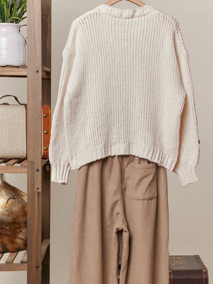 Ivory Sunflower Embroidered V Neck Cardigan for wholesale on Faire1