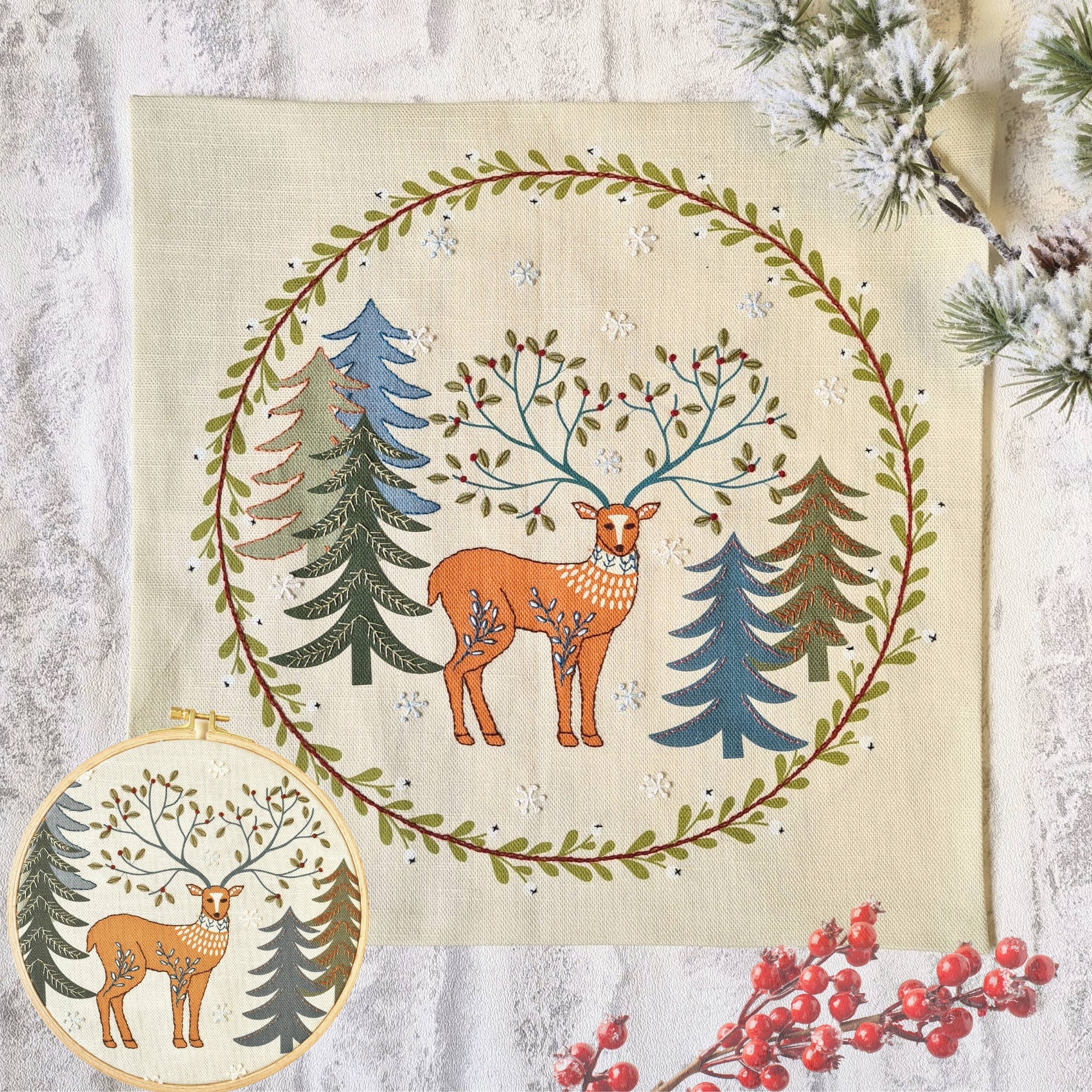 Corinne Lapierre Limited - US Tariff Duty Paid – wholesale Craft sewing kit – Printed Linen Embroidery Kit King of the Woods0