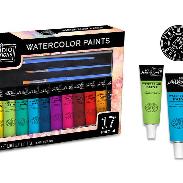 17pc Watercolor Paint & Brush Set for wholesale by Anker Play Products