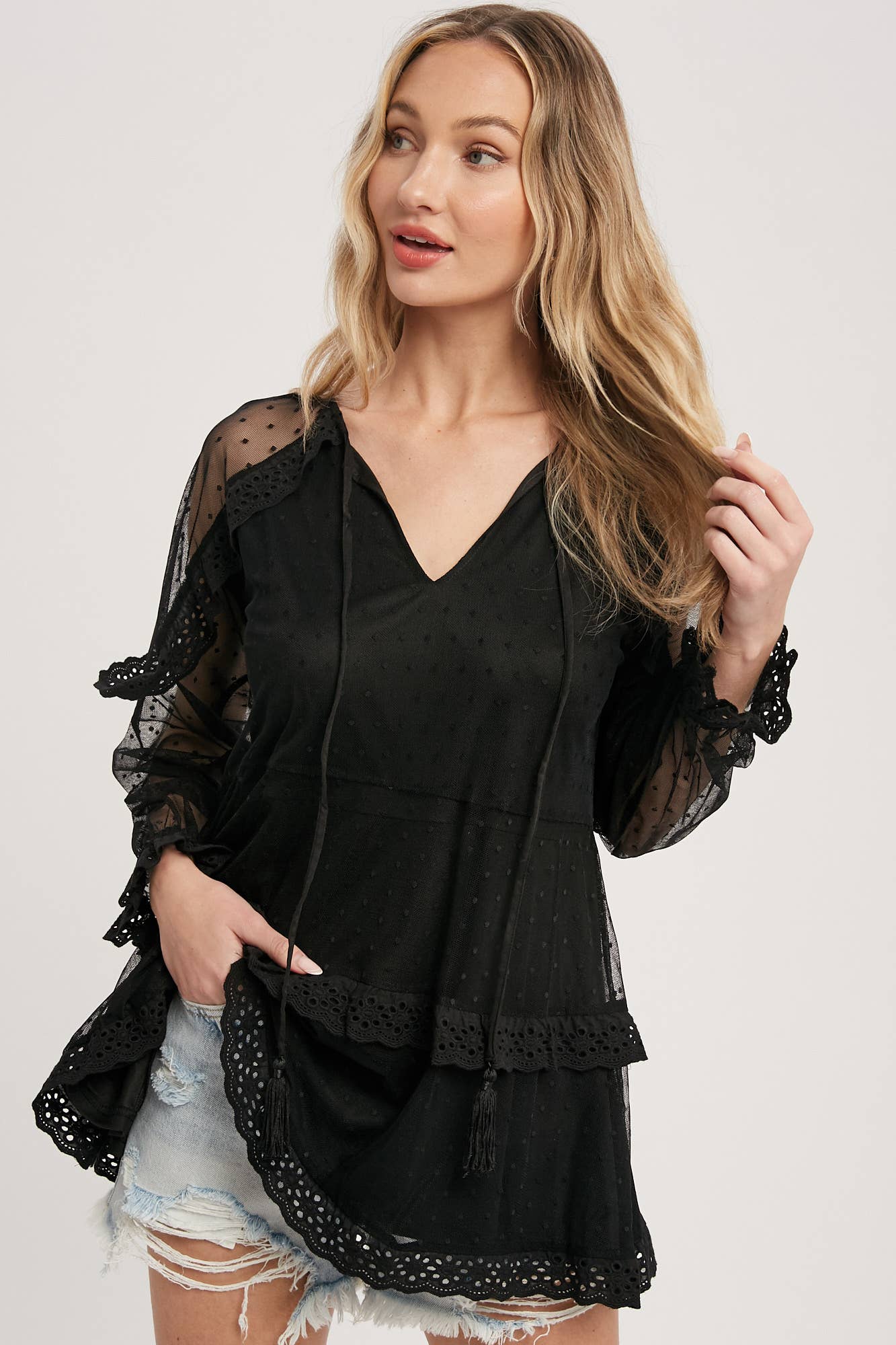 Bluivy - Wholesale Tunic - Women's - DOTTED TULLE LACE TUNIC5