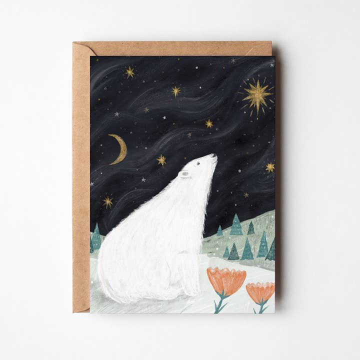 Polar Bear Greeting Card: Festive Card for wholesale by Helen Drake Illustration