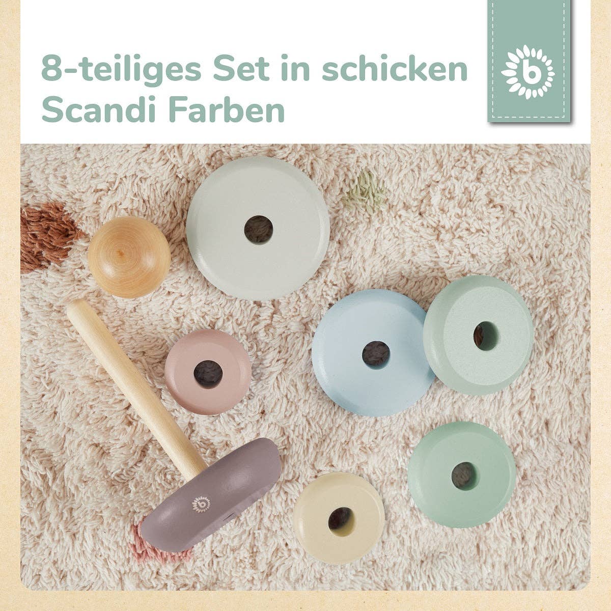 Bieco Spielwaren - Wholesale Wood Toy - Kids - Stacking Tower Rose FSC®5