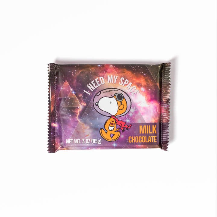 Astor Chocolate Corp. - Wholesale Chocolate Bar - Space Snoopy 3oz solid Milk Chocolate bar "I need my space"