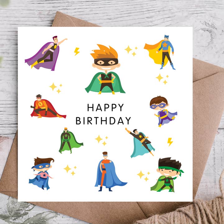 Carte d'anniversaire Super Héros Garçons | Carte d'anniversaire pour enfants pour la vente par Highgrove Cards