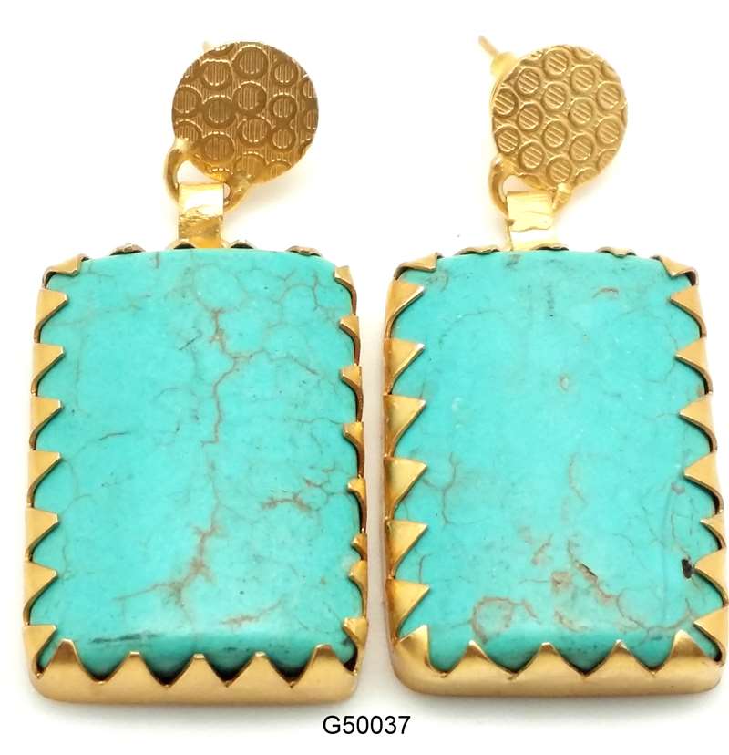 ZEYZEY - Wholesale Dangle Earrings - Turquoise Handmade Gold Earrings0