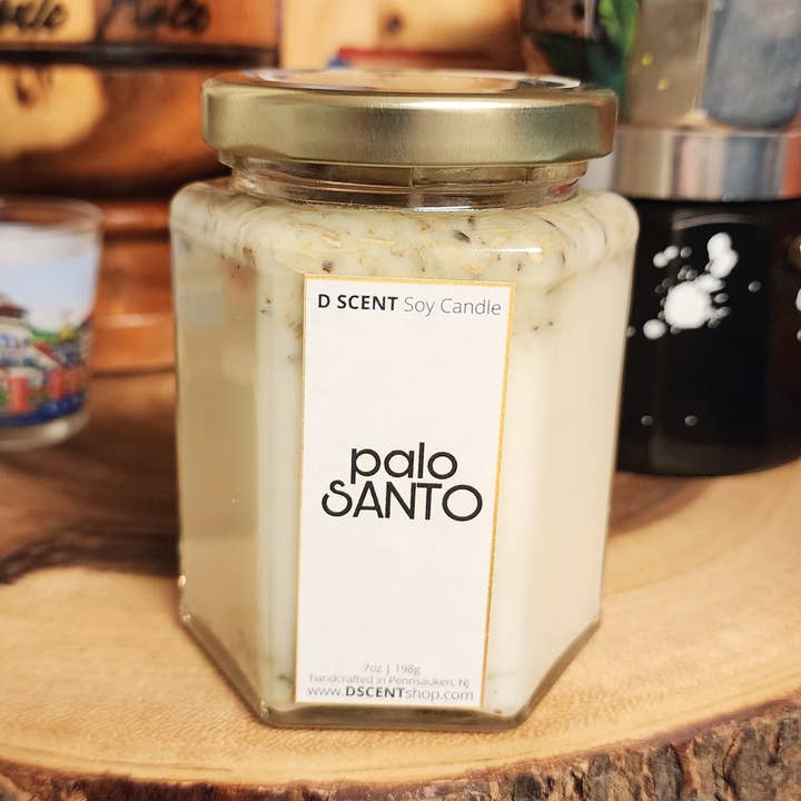Vela de soja palo SANTO | Tarro hexagonal grande para venta al por mayor de D SCENT