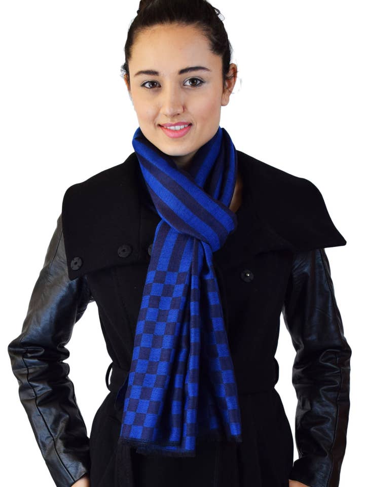 Pure Cashmere Scarf/Wrap in Checks Pattern for wholesale by Ayurvastram
