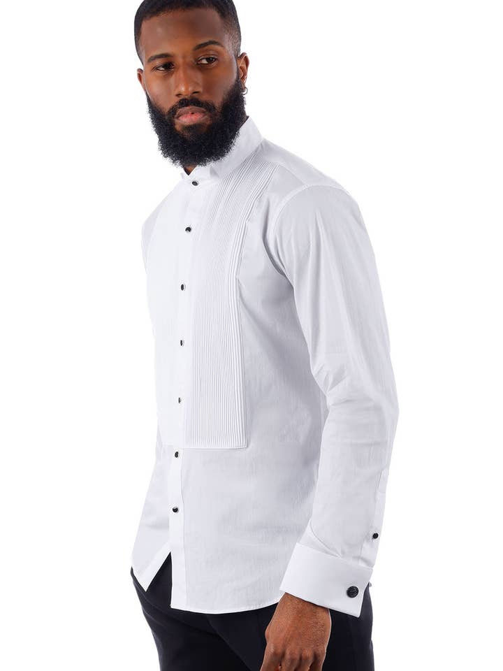 BARABAS – wholesale Buttoned-down shirt – Men's – Men's Tuxedo Wing Collar Long Sleeve Shirt 4txs02