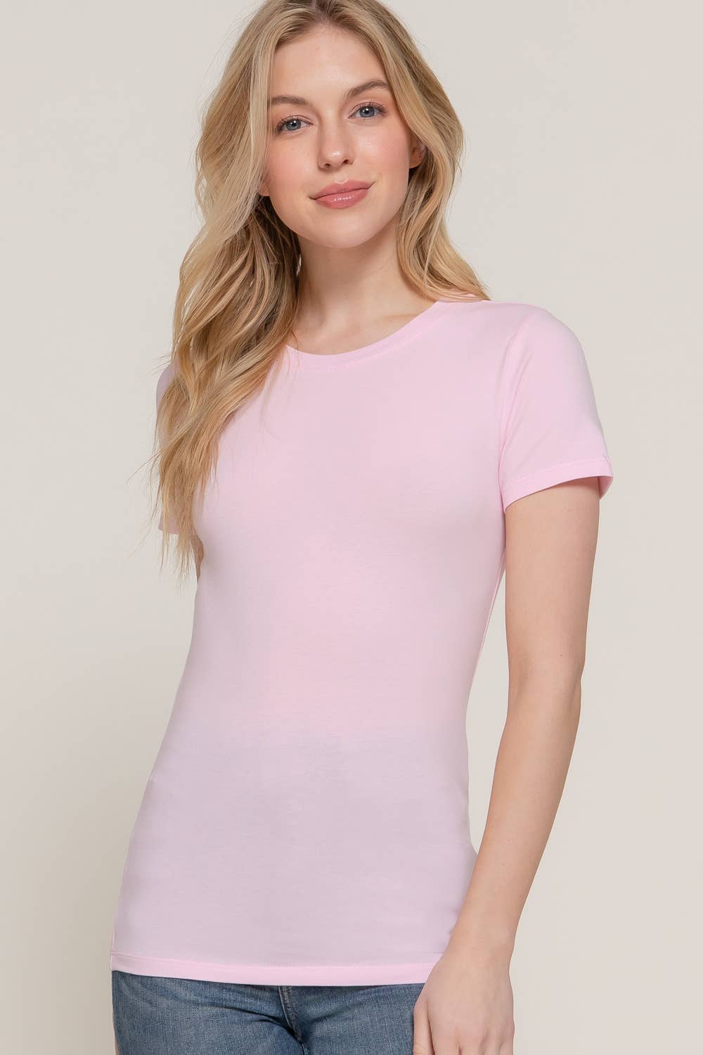 Active Basic | Active USA - Vente T-shirt – femme - Top en jersey de coton et élasthanne à manches courtes et col rond20