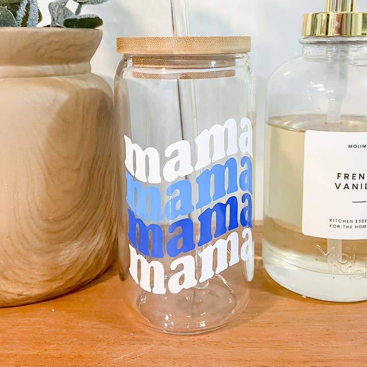 LovealwaysDesignsUS - Wholesale Drinking Glass/Cup - Iced coffee glass; mama boys