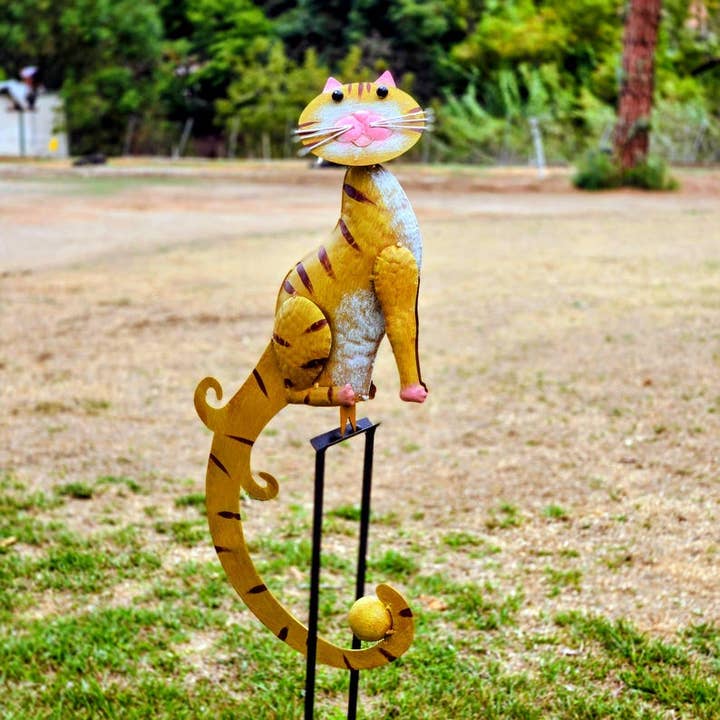 Metal Cat Garden Balancer for wholesale by Artisan Metal Art INC