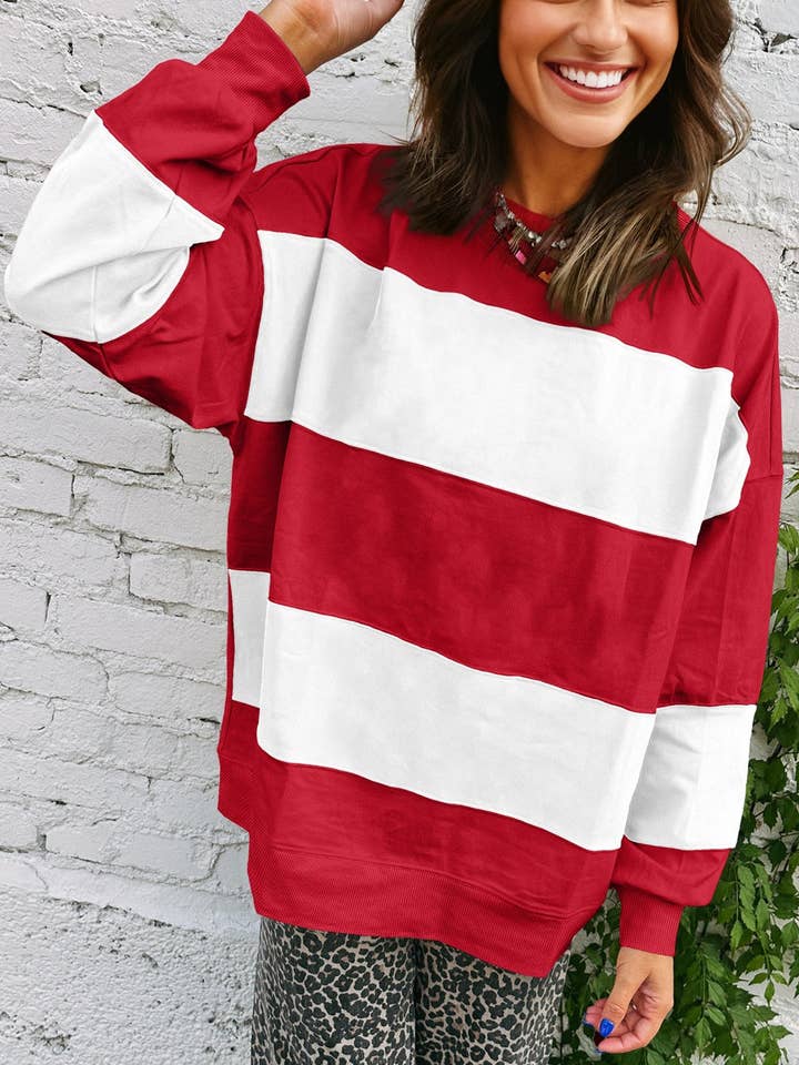 Colorblock Drop Shoulder Baggy Sweatshirt for wholesale by PRETTY BASH